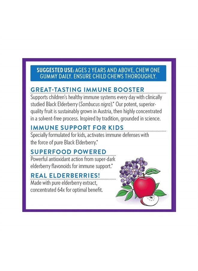 New Chapter Elderberry Gummies for Kids- Kids Organic Elderberry Whole-Food Gummies for Immune Support + Great Tasting- 30 ct - Image 2