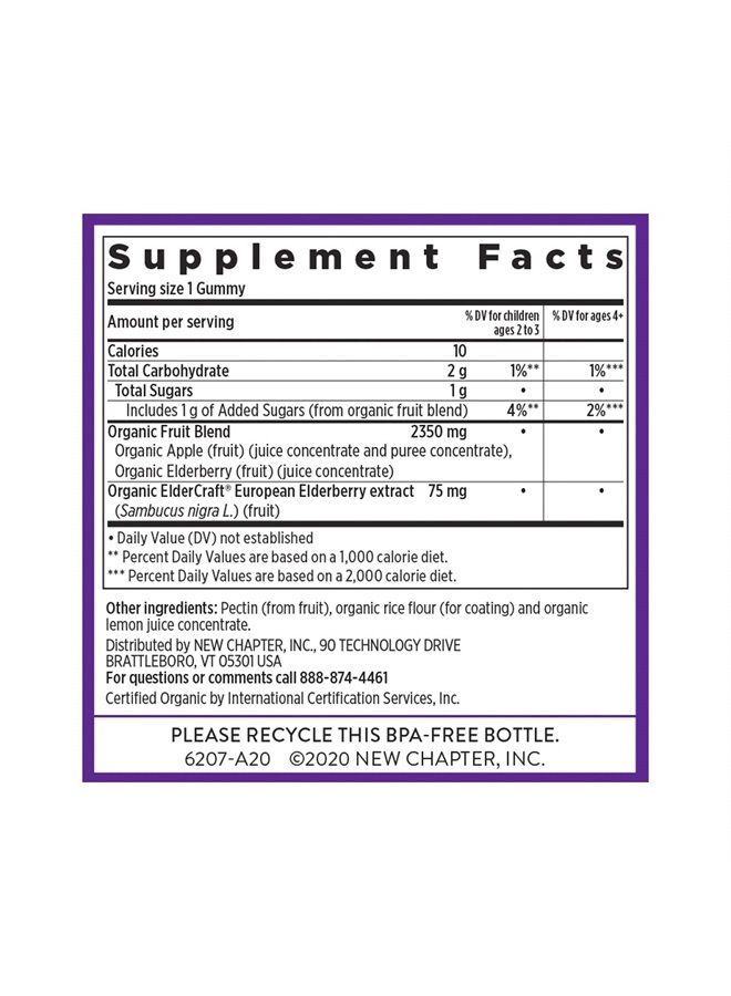 New Chapter Elderberry Gummies for Kids- Kids Organic Elderberry Whole-Food Gummies for Immune Support + Great Tasting- 30 ct - Image 1