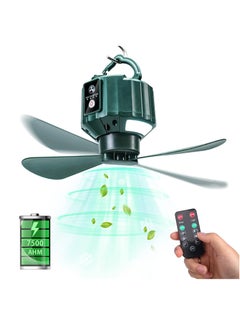 Tent Ceiling Fans, Portable Tent Fans with Light and Remote Control, Power Bank, USB Battery Operated Camping Fan with Hanging Hook for Canopy Tent, RV