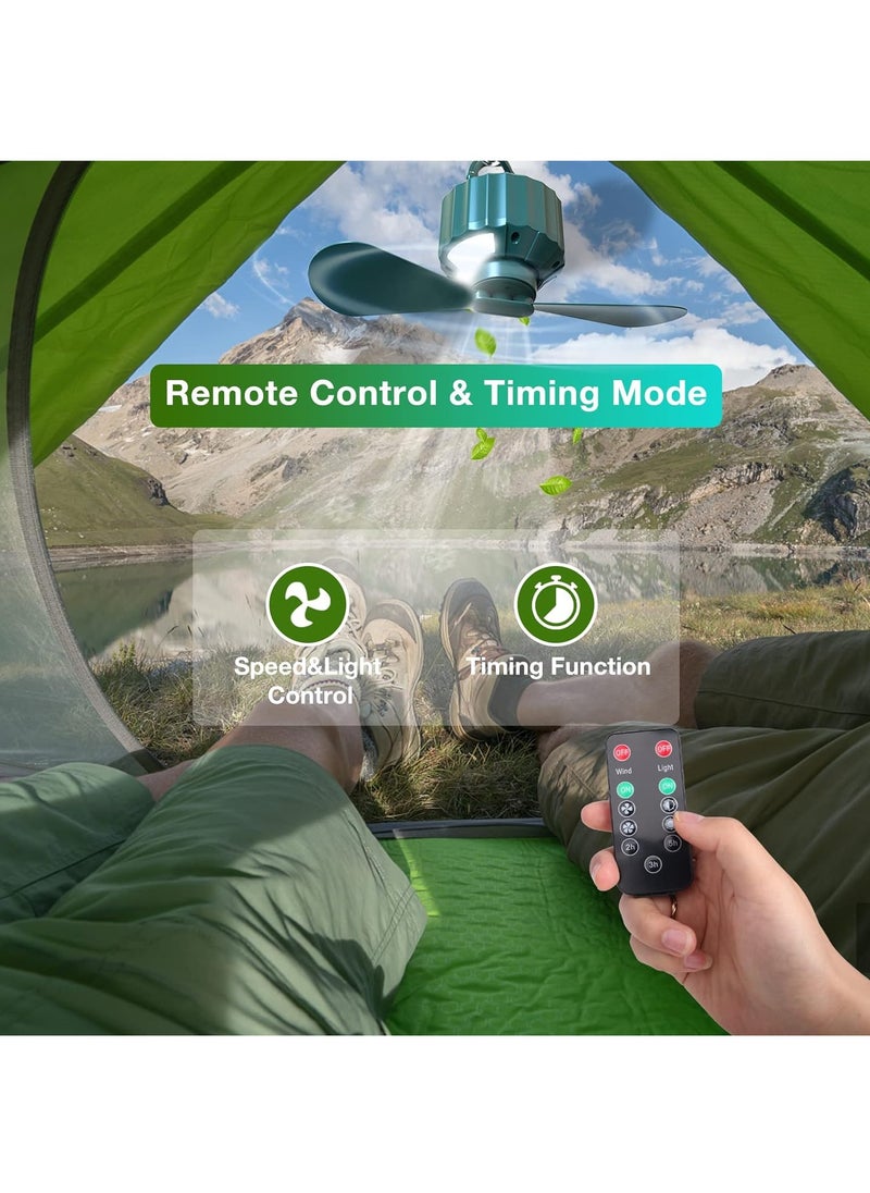 Generic - Tent Ceiling Fans, Portable Tent Fans with Light and Remote Control, Power Bank, USB Battery Operated Camping Fan with Hanging Hook for Canopy Tent, RV - Image 1