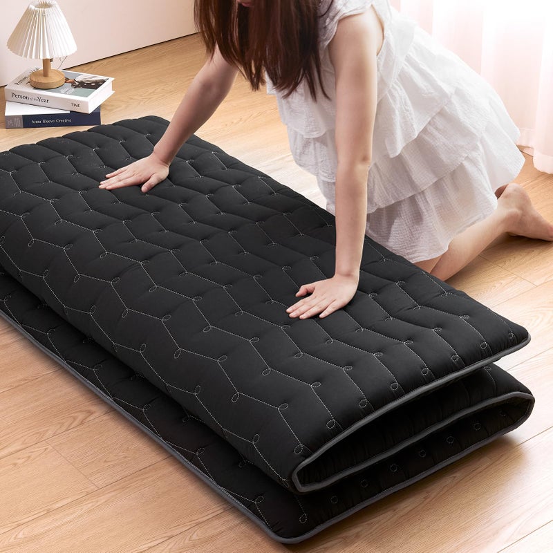 Premium Foam 32 Thick Japanese Futon Floor Mattress Full Size 54x80 100 HighDensity FoamComfortable Sleeping PadTatami Mat for DormBedroom or Guest RoomBoys Girls Dormitory PadsBlack