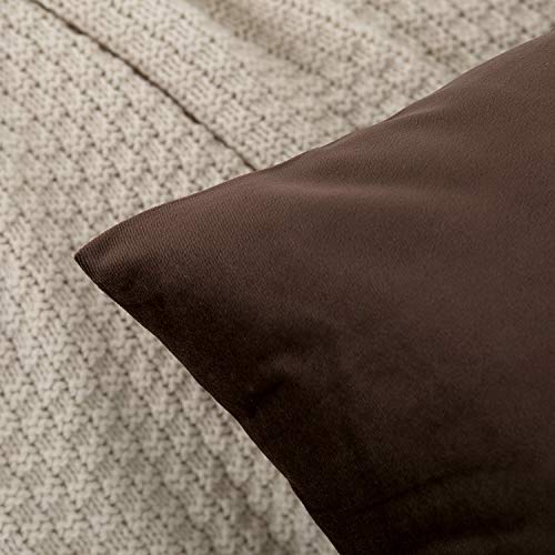 RainRoad Velvet Decorative Throw Pillow Covers Cushion Cover Pillow Case for Sofa Couch Bed Chair,Soft Square Brown Throw Pillows 18x18 Inch,Set of 2 - Image 4