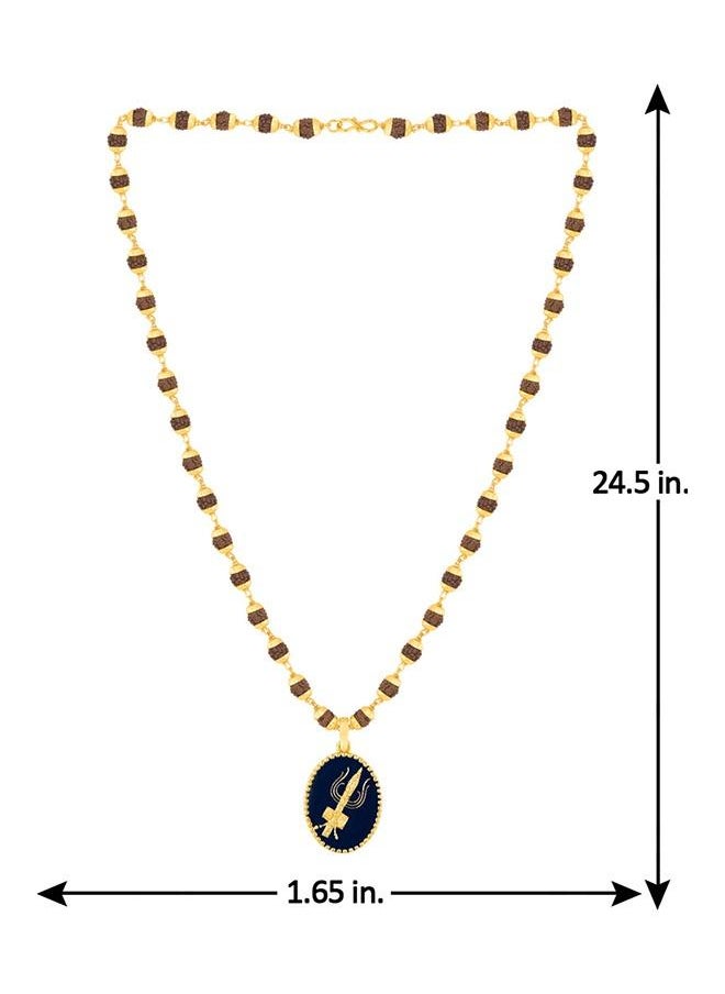 VOYLLA Gold Capped Rudraksha and Trident Pendant Necklace  - Image 5