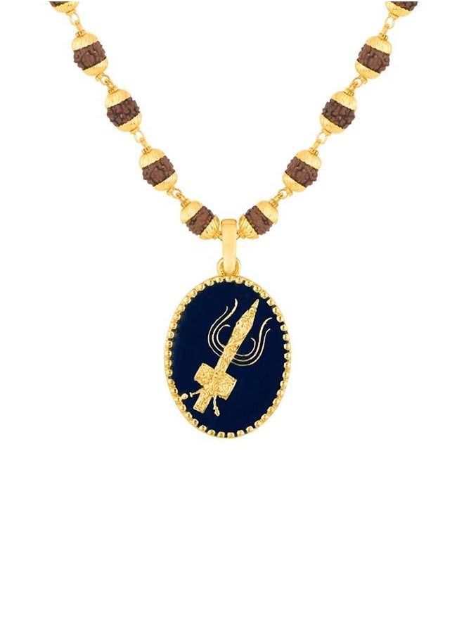 VOYLLA Gold Capped Rudraksha and Trident Pendant Necklace  - Image 2