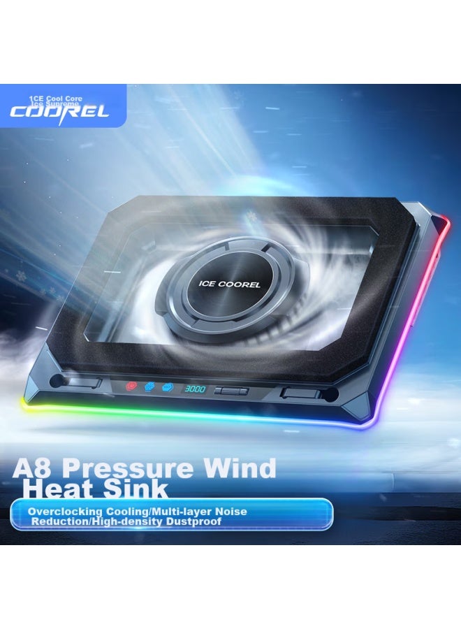 ICE COOREL Kuorui Bingzun A8 Laptop Cooling Pad, Adjustable Speed Cooling Stand, Compatible With Lenovo, Dell, Alienware, Lenovo Legion, Asus, And Tuf Gaming Rgb Laptops - Image 1