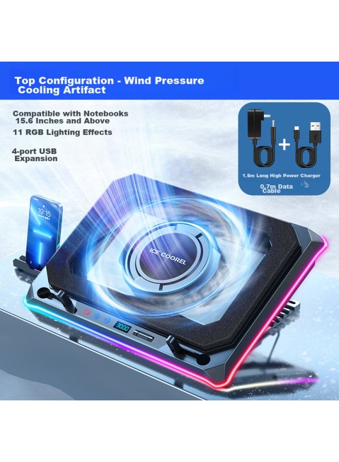 ICE COOREL Kuorui Bingzun A8 Laptop Cooling Pad, Adjustable Speed Cooling Stand, Compatible With Lenovo, Dell, Alienware, Lenovo Legion, Asus, And Tuf Gaming Rgb Laptops - Image 2