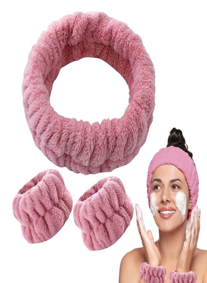 Homeaura 3-Piece Facial Headband and Wristband Set for Women - Spa Headband for Skincare, Makeup, and Face Washing - Soft Microfiber Hairband for Women, Ideal Makeup Hair Band for Facial Time - Image 1