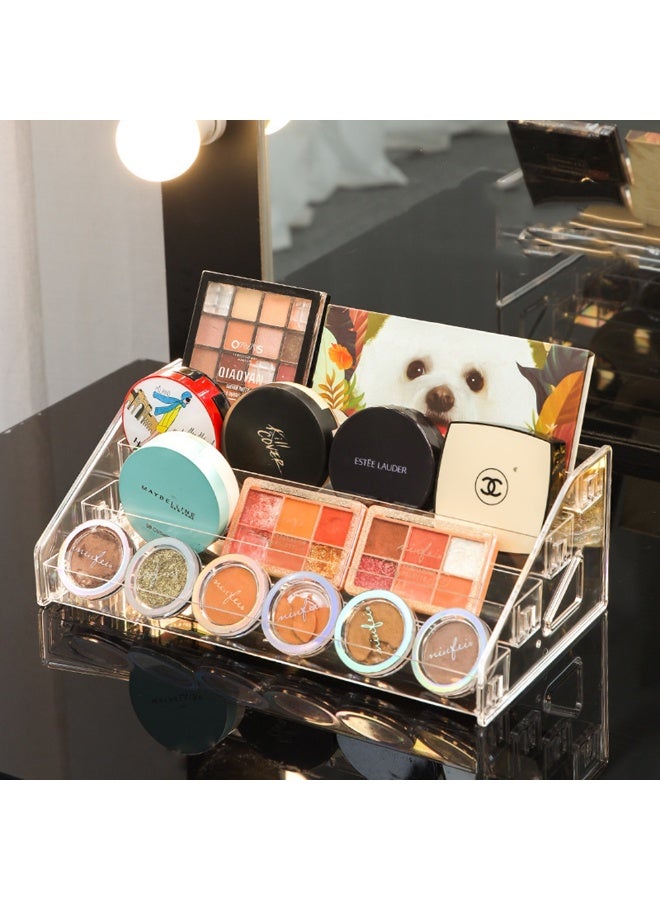 4 طبقات كبيرة القدرة الأكريليك واضح الأظافر اللغة المنظم مع مقبض المرأة أداة ماكياج متعددة الوظائف ظل العين علبة عرض رف ماكياج حامل مربع - Image 1
