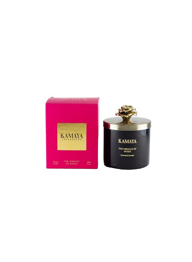 KAMAYA Blossom Caboodle Collection Miracle of Roses 400 gm scented candle with pleasant scent of roses. - Image 2
