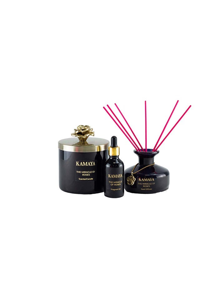 KAMAYA Blossom Caboodle Collection Miracle of Roses 400 gm scented candle with pleasant scent of roses. - Image 5
