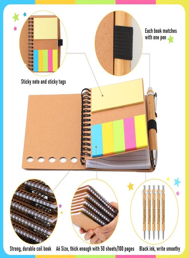 Chuangdi 10 Sets Back to School Teacher Gifts Appreciation Journal Inspirational Notebook with Sticky Notepad Ballpoint Pen Bulk Thank You Gifts for Student Staff Team Coworker Nurse(Kraft) - Image 3