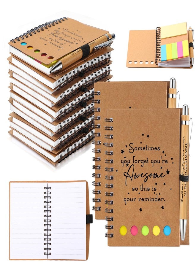 Chuangdi 10 Sets Back to School Teacher Gifts Appreciation Journal Inspirational Notebook with Sticky Notepad Ballpoint Pen Bulk Thank You Gifts for Student Staff Team Coworker Nurse(Kraft) - Image 1