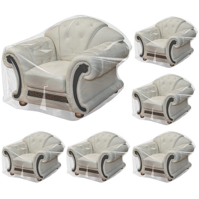 6 PCS PLASTIC CHAIR COVERS PLASTIC FURNITURE COVER INDOOR OUTDOOR WATERPROOF CLEAR ARMCHAIR COVER DUST PROOF ARMCHAIR COVER FOR MOVING76 X 46 INCH