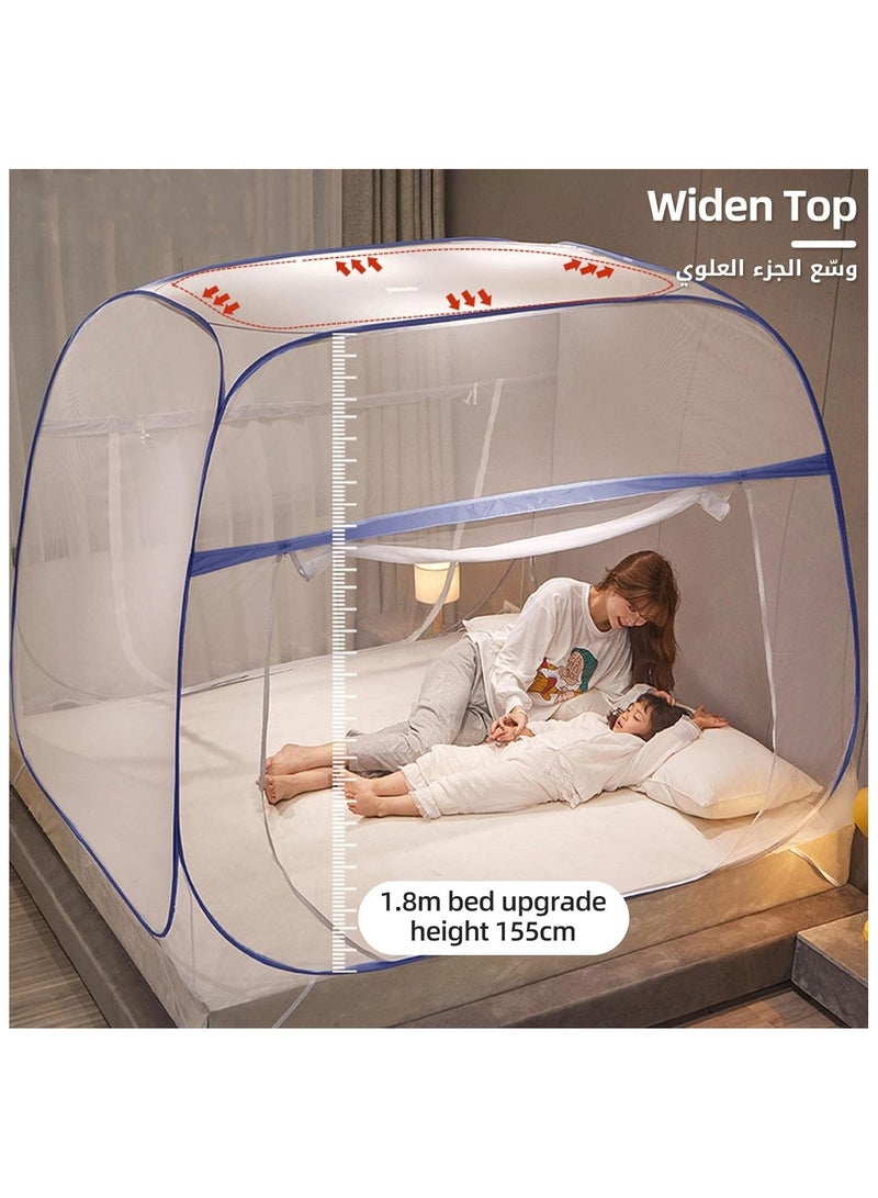 بيوينتي فااو دو شبكة ناموسية منبثقة، 180 سم × 200 سم، شبكة ناموسية محمولة، مع خيمة شبكية سفلية، خيمة سرير قابلة للطي مع مدخل مزدوج، للاطفال والبالغين، رمادي - Image 5