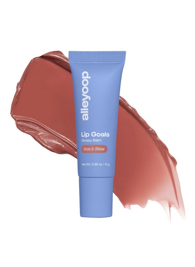 ALLEYOOP Glossy Lip Balm Lip Goals Rose & Shine (Sheer Dusty Rose) Hydrating & Moisturizing Lip Care For Cracked Lips Natural Plumping Lip Moisturizer That Smooths Soothes & Protects Vegan  - Image 1