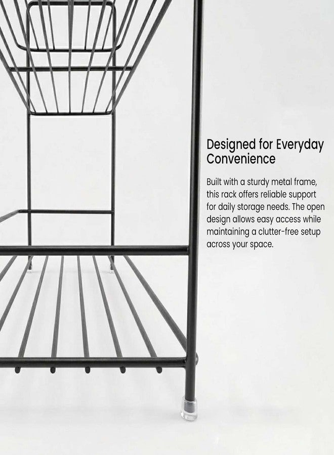 Go Hooked 2 Tier Metal Storage Rack Organizer 31cm | Multipurpose Countertop Shelf for Home, Bathroom & Utility Storage | Black Wire Spice Rack for Jars, Bottles & Essentials - Image 2