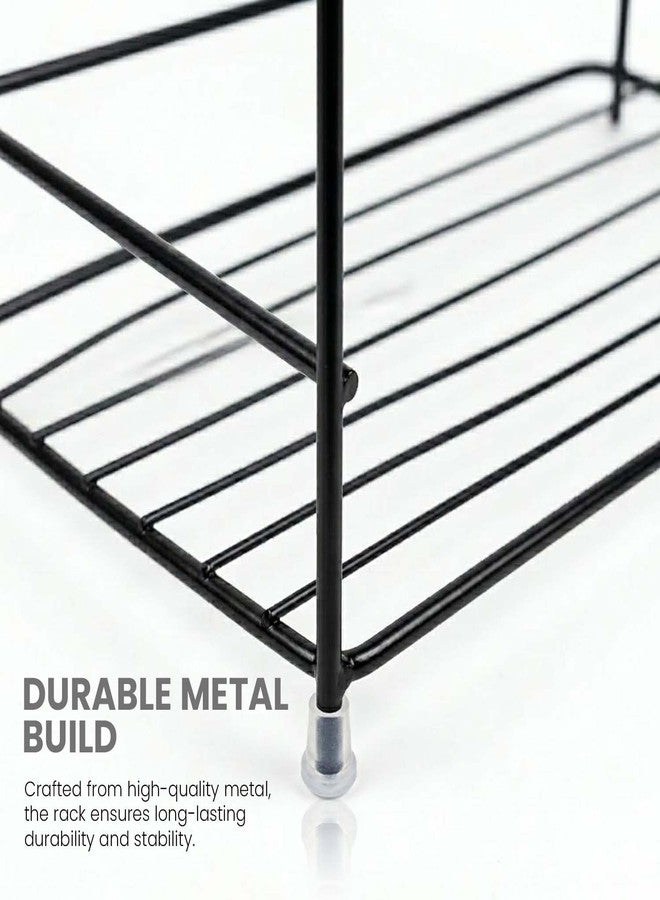 Go Hooked 2 Tier Metal Storage Rack Organizer 31cm | Multipurpose Countertop Shelf for Home, Bathroom & Utility Storage | Black Wire Spice Rack for Jars, Bottles & Essentials - Image 5