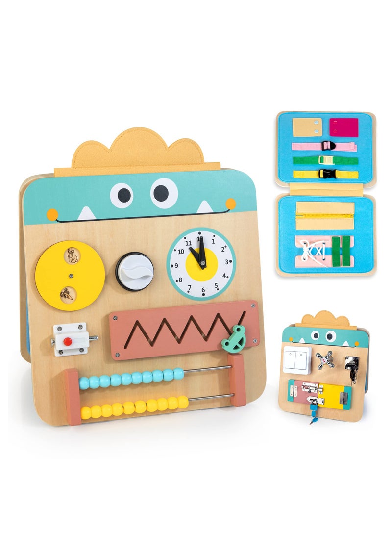 SOLARAE Wooden Busy Board for Kids, Montessori Busy Board Toys for 2 3 4 Years Old, Educational Toddler Activities to Develop Fine Motor Skills Sensory Toys for Plane and Car Journey, Boy & Girl Gift - Image 1