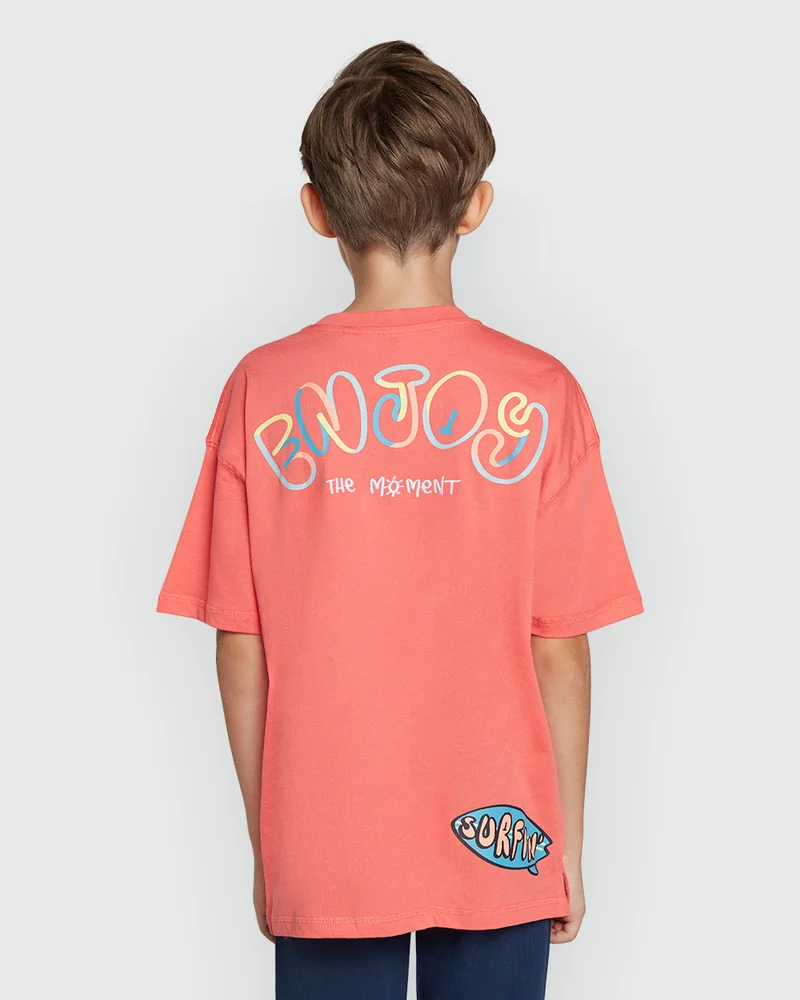 Ovs Boys' Tee In Deep Sea Coral Pink