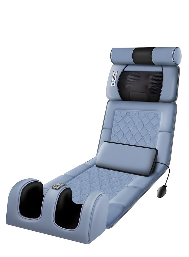 مساج كهربائي كامل للجسم قابل للطي | وسادة مساج بالاهتزاز للظهر والرقبة والقدم ودعم الفقرات - مرتبة وسادة قابلة للطي مع مؤقت وشدة قابلة للتعديل للاستخدام المنزلي أو المكتبي (أزرق فاتح، فخم) - Image 2