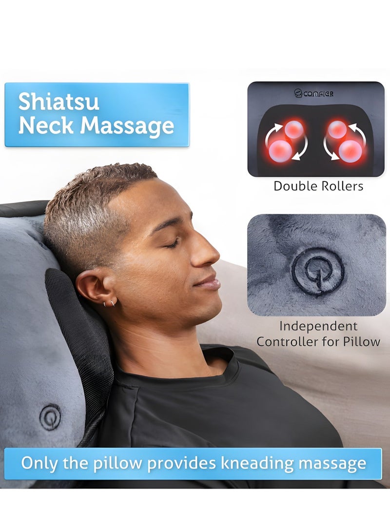 مساج كهربائي كامل للجسم قابل للطي | وسادة مساج بالاهتزاز للظهر والرقبة والقدم ودعم الفقرات - مرتبة وسادة قابلة للطي مع مؤقت وشدة قابلة للتعديل للاستخدام المنزلي أو المكتبي (أزرق فاتح، فخم) - Image 5