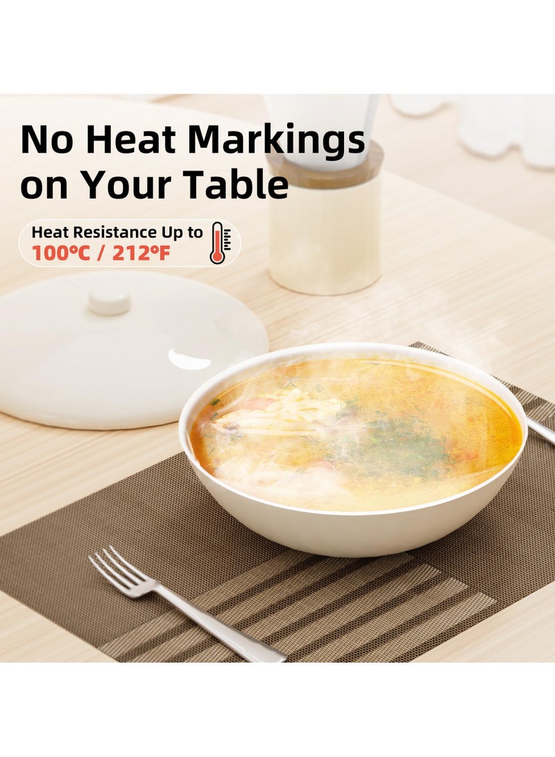 سيوسي مجموعة مفارش من الفينيل مكونة من 6 قطع، مقاس 45.72 سم × 30.48 سم، مفارش طاولة مخططة من البلاستيك المنسوج على الوجهين، قابلة للغسل ومقاومة للحرارة، مفارش مكان مثالية لتناول الطعام في الداخل والخارج - Image 4