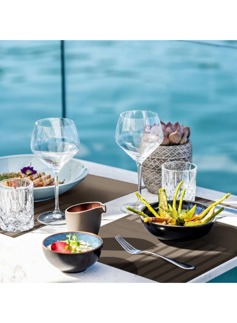 سيوسي مجموعة مفارش من الفينيل مكونة من 6 قطع، مقاس 45.72 سم × 30.48 سم، مفارش طاولة مخططة من البلاستيك المنسوج على الوجهين، قابلة للغسل ومقاومة للحرارة، مفارش مكان مثالية لتناول الطعام في الداخل والخارج - Image 2