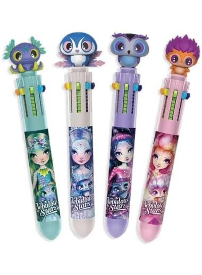 نيبولوس ستارز مجموعة أقلام حبر جاف متعددة الألوان ١٠ في ١ مع زينة حيوانات لطيفة - Image 1