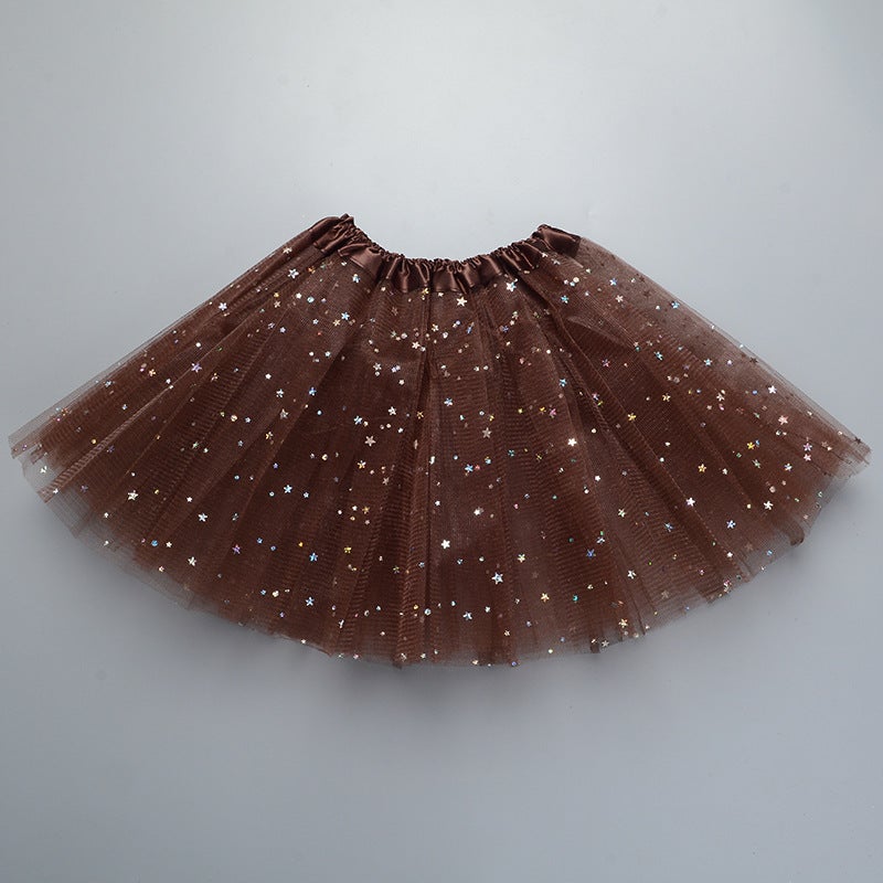 Dance Skirt Adult Skirt Mesh Skirt Original Tutu Skirt Ballet Sequin Pontoon Skirt 40Cm - Image 1