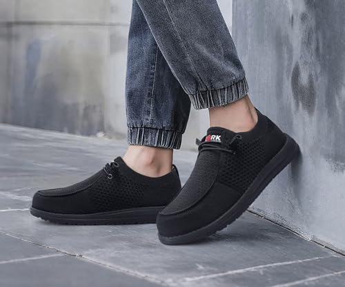 LARNMERN Slip On Steel Toe Shoes Men Lightweight Comfortable Lounging Walking Sneakers Safety Work Steel Toe Loafers(13 Wide Men, Black) - Image 2