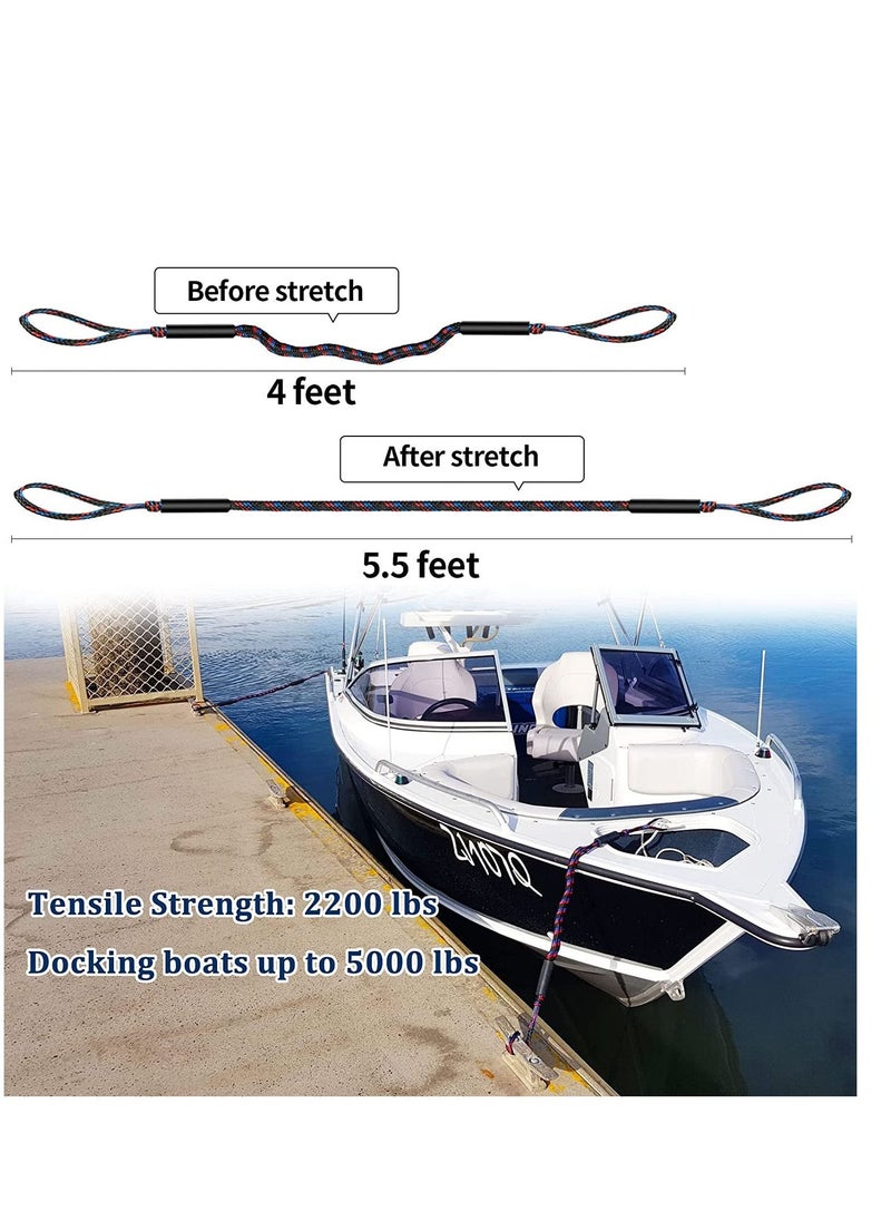 Excefore Boat Bungee Dock Lines, Boating Gifts for Men, Accessories, Pontoon Mooring Lines Bass Boat, 4 Feet  - Image 2
