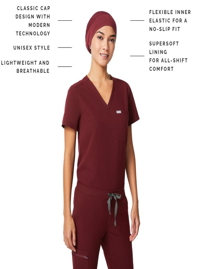 FIGS Modern Expandable Unisex Scrub Cap - Supersoft Lining, Lightweight, Breathable No-Slip Scrub Cap for Men & Women, Burgundy 2.0, One size - Image 2