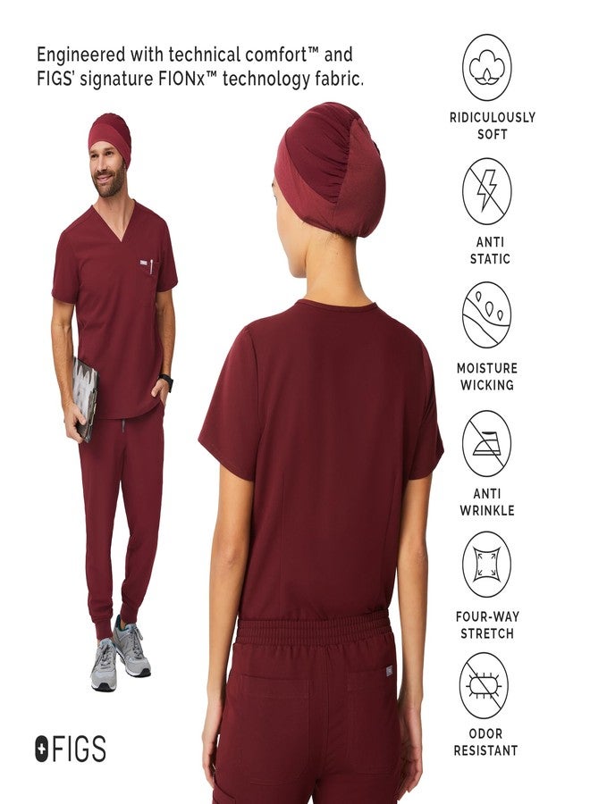 FIGS Modern Expandable Unisex Scrub Cap - Supersoft Lining, Lightweight, Breathable No-Slip Scrub Cap for Men & Women, Burgundy 2.0, One size - Image 3