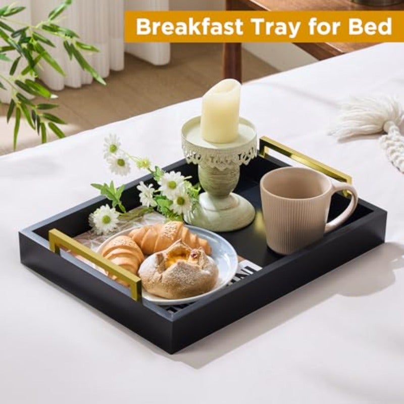 Serving Trays with Handles 40cm x 30cm x 8cm Decorative Serving Tray for Living Room Bathroom and Outdoors Black - Image 4