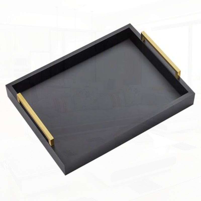 Serving Trays with Handles 40cm x 30cm x 8cm Decorative Serving Tray for Living Room Bathroom and Outdoors Black - Image 1