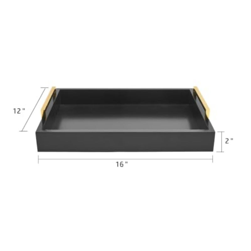 Serving Trays with Handles 40cm x 30cm x 8cm Decorative Serving Tray for Living Room Bathroom and Outdoors Black - Image 3