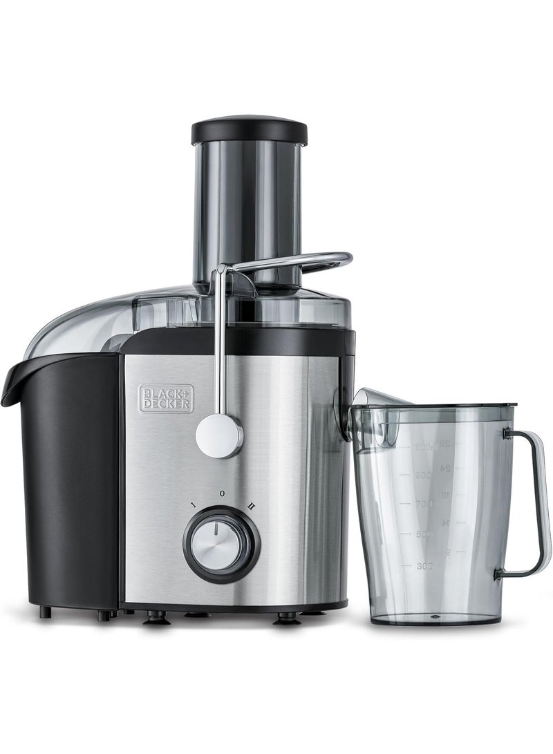 BLACK&DECKER Juicer Extractor, High-Powered 800W Motor, Stainless Steel Design, Large 1.7L Pulp Container, 1.1L Juice Collector, Dual Speed Control, XL Feeding Chute  - Image 2