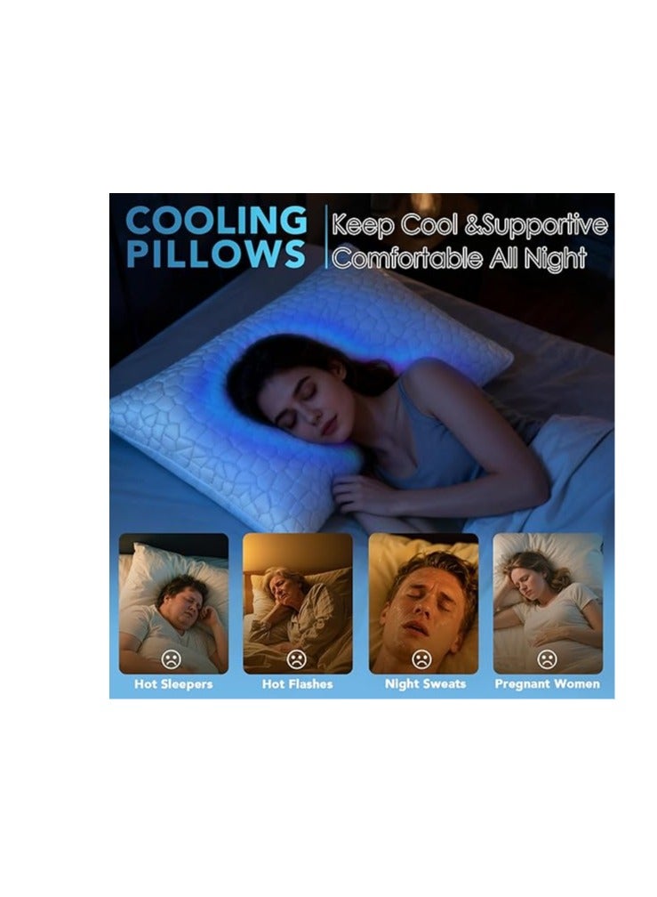QUTOOL Cooling Pillow for Sleeping Shredded Memory Foam CertiPUR-US Certified, Soft and Supportive Adjustable Pillow for Side, Back, Stomach Sleeper, Hot Sleeper Solution for Boy Girls - Image 3