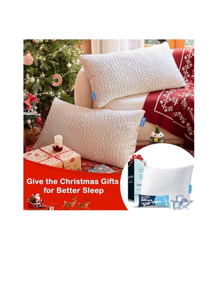 QUTOOL Cooling Pillow for Sleeping Shredded Memory Foam CertiPUR-US Certified, Soft and Supportive Adjustable Pillow for Side, Back, Stomach Sleeper, Hot Sleeper Solution for Boy Girls - Image 5