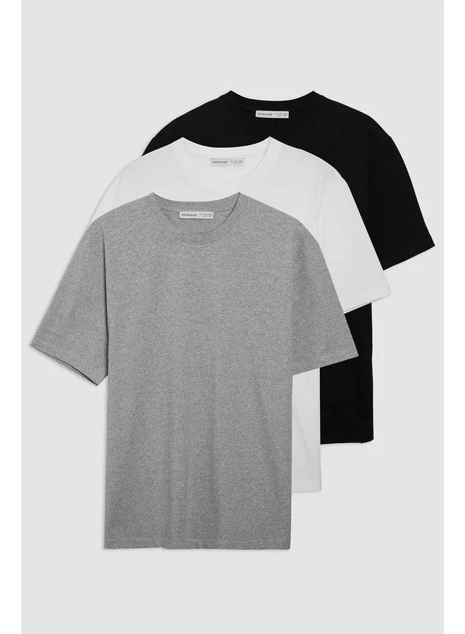 Grimelange Cultivated Men's 3-Pack Thick Textured Regular %100 Organic Cotton Multicolor T-shirt