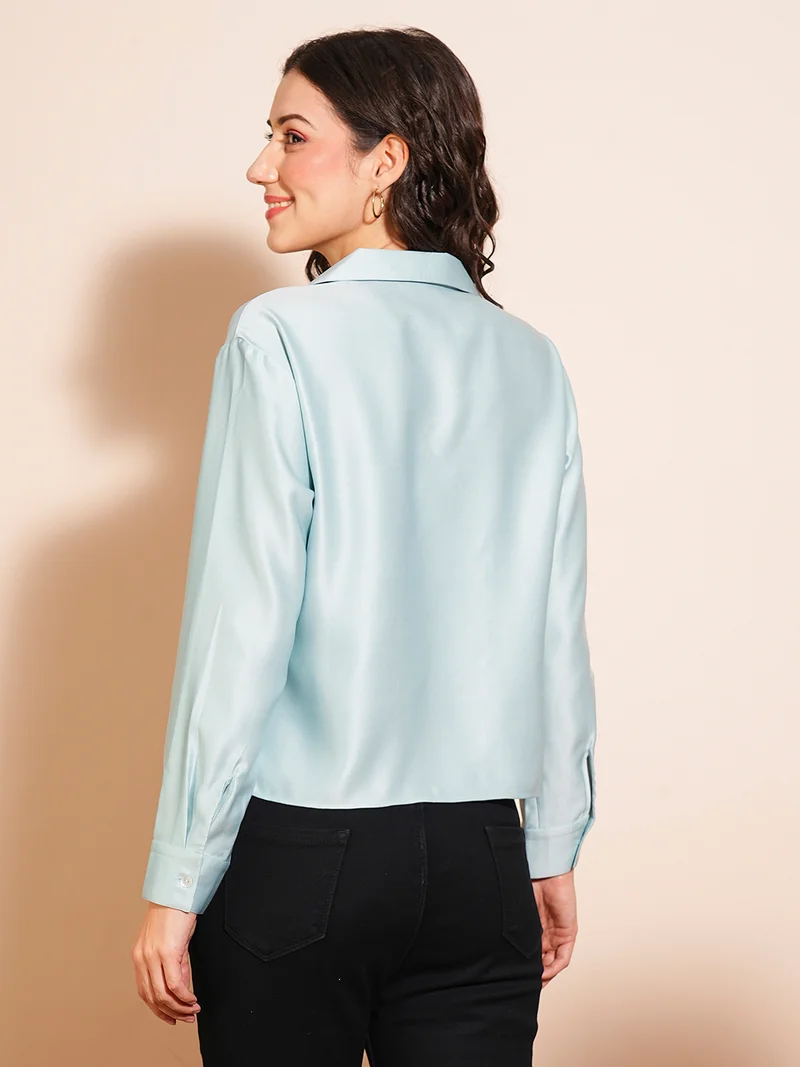 globus Women Solid Shirt Collar Top