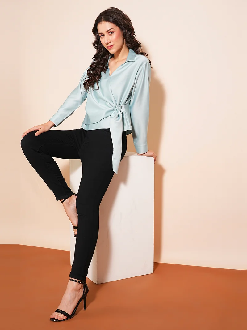 globus Women Solid Shirt Collar Top