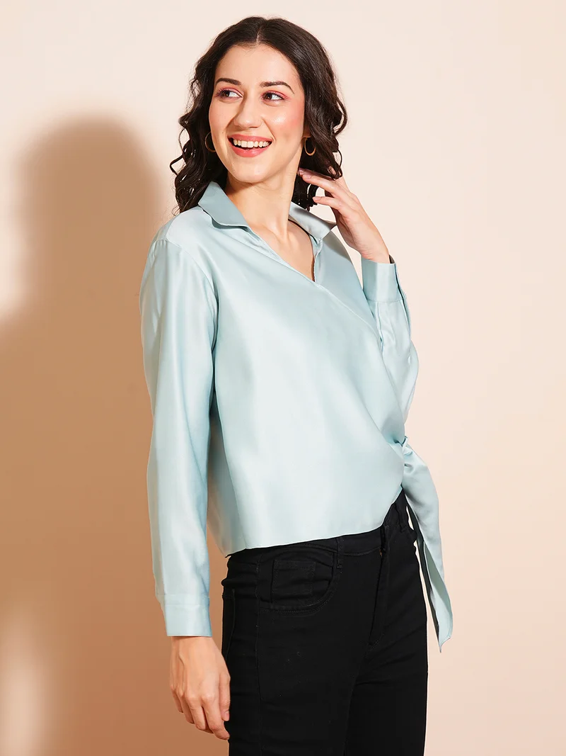 globus Women Solid Shirt Collar Top