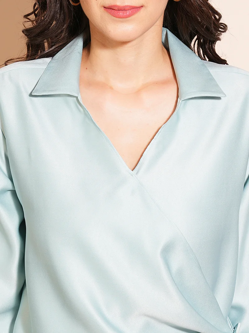 globus Women Solid Shirt Collar Top