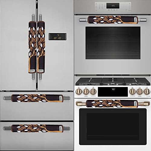 E-Retailer® Polyester 3-Layered Fridge Handle Cover Set of 2Pcs. For Refrigerator and Microwave oven (Color-Leaf Brown, Size-12x6 Inches) - Image 3