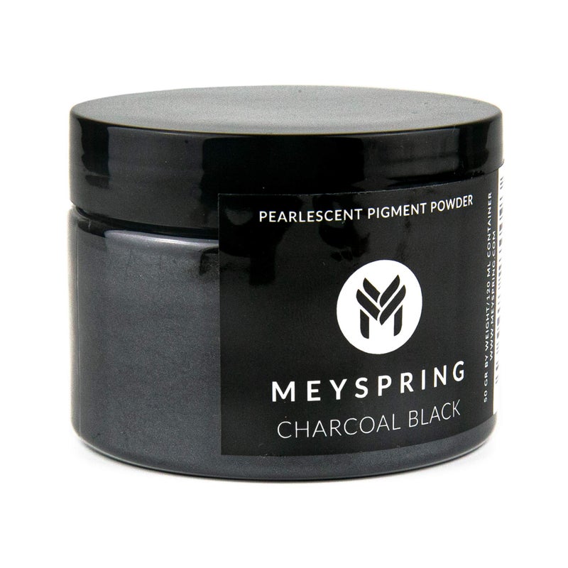 MEYSPRING Charcoal Black Mica Powder for Epoxy Resin - 50 Grams - Great for Resin Art and UV Resin - Black Epoxy Resin Color Pigment - Image 1