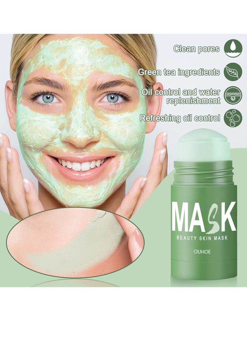 OUHOE Green Tea Mask Stick    Blackhead Remover Poreless Deep Cleanse Mask Stick Oil Control Face Mask Skin Detoxifying Face Stick Mask for all Skin Types - Image 2