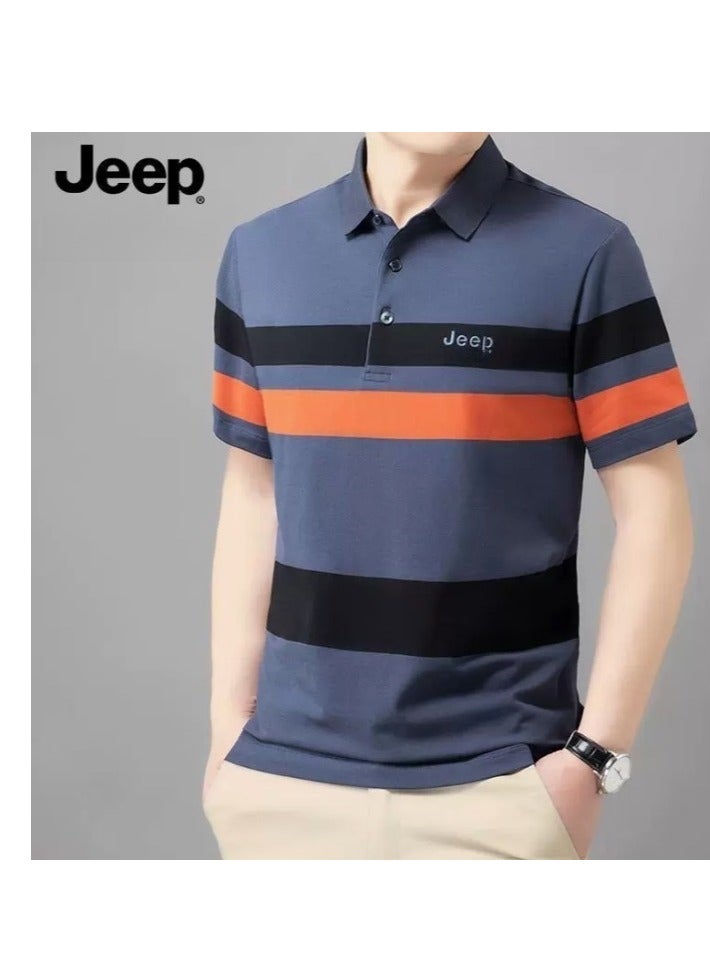 Jeep Striped Slim Fit Lapel Fashion POLO Shirt - Image 1