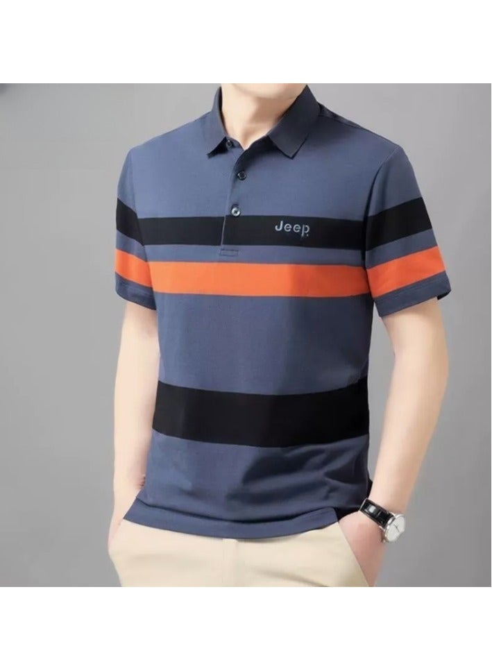Jeep Striped Slim Fit Lapel Fashion POLO Shirt - Image 2