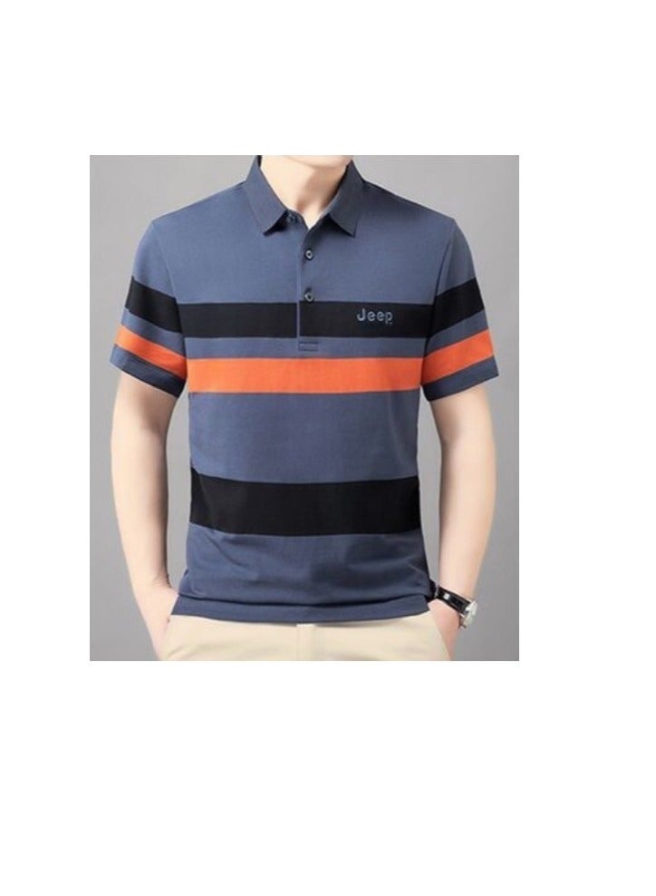 Jeep Striped Slim Fit Lapel Fashion POLO Shirt - Image 3